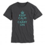 Keep Calm & Carry On Gentlemen's Charcoal Grey & Duck Egg Blue T-Shirt