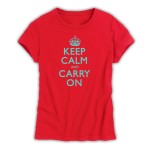 Keep Calm & Carry On Ladies Red & Turquoise T-Shirt