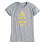 Keep Calm & Carry On Ladies Grey & Yellow T-Shirt