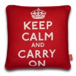 Keep Calm & Carry On Handmade Red Cushion