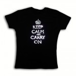 Keep Calm & Carry On Ladies Black & Foil T-Shirt