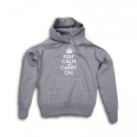 Keep Calm & Carry On Ladies Grey & Silver Foil Hooded Top