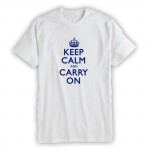Keep Calm & Carry On Mens White & Navy Blue T-shirt